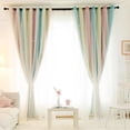 thumbnail image 4 of serony Hollow Star Design Double Layer Window Curtain Gauze Light Transmitting Curtain Light Blocking Drape 1x2m Rod Type, 4 of 6