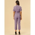 thumbnail image 4 of DARING DIVA Women's Button Up Tie Waist Jumpsuit with Pockets S Dusty Purple, 4 of 6