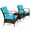 Turquoise, variant on Furnibear 3 Piece Patio Conversation Set with 2 Rattan Chairs and Glass Top Coffee Table with Washable Cushions for Backyard and Garden, Red