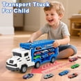 thumbnail image 3 of Truck Toys Car for 3, 4, 5, 6 Years Old Boys, Transport Truck Car Toy, Foldable 2 Layer Transport Car Toys with 27 in Race Track and 6 Metal Cars, Birthday Gifts for Toddler Boys Girls, 3 of 8