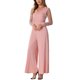 thumbnail image 4 of INSPIRAR CHIC Mono de Mujer Cuello en V Malla de Manga Larga Pierna Ancha Trajes de Fiesta XS Rosa, 4 of 6