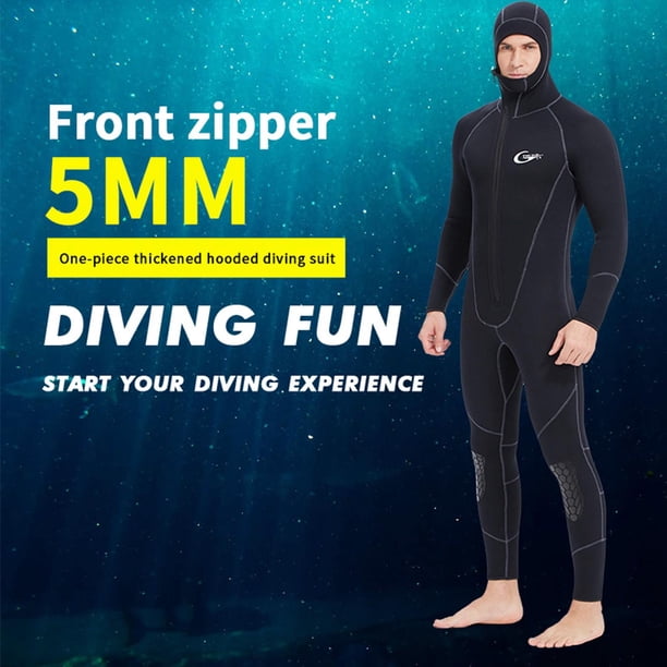 Trajes de neopreno para hombre, cuerpo completo, mantener el calor, manga larga, neopreno, 5 mm, con capucha, traje de buceo, traje húmedo para buceo, - L L Macarena Trajes de neopreno para hombre