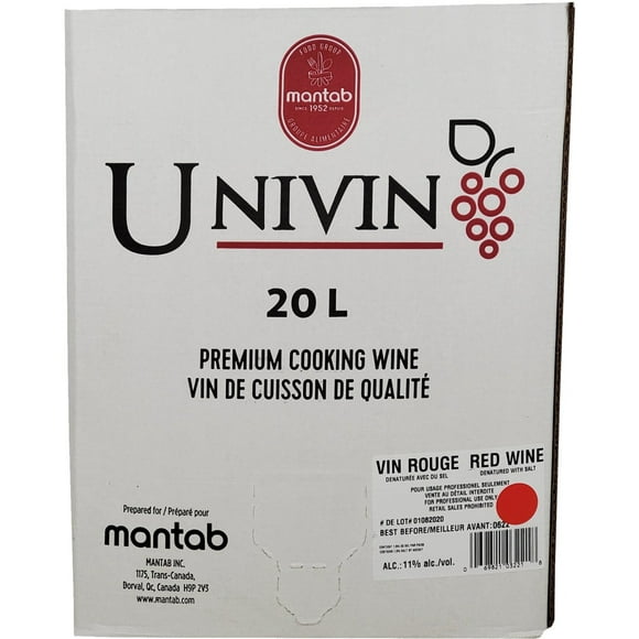 Univin Cuisine Rouge Vin Dénaturé, 20 Litres