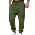 thumbnail image 3 of Men’s Heavyweight Cargo Sweatpants Elastic Waist Baggy Plaid Texture Jogger Trousers Fall Winter, 3 of 7