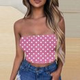 thumbnail image 4 of Agkizg Polka Printed Bandeau Bra Ruffled Sleeveless Top Elastic Solid Color Strapless Comfortable Bralette (Women's or Women's Plus), 4 of 5