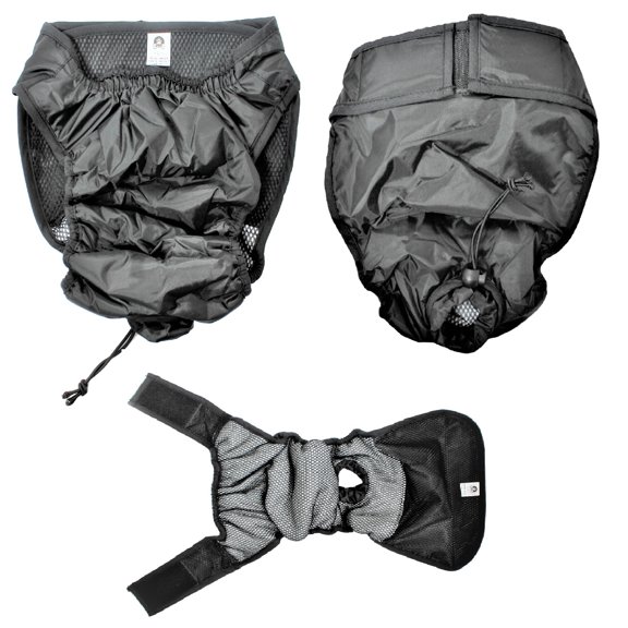 Pack - 2pcs Waterproof Dog Diapers Female Washable Reusable Absorbent Pad Black Sz XXS (waist 8" - 13")