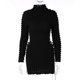 thumbnail image 1 of Vestido ajustado de manga larga con cuello alto y escote alto para mujer, vestido verde de moda para otoño de 2022, con vendaje y abertura lateral, vestidos sexis estilo Y2k con palomitas de maíz, 1 of 5