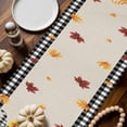 thumbnail image 6 of Fall Table Runner Thanksgiving Plaid Gnome Table Runners Orange Pumpkin Maple Leaf Plaid Linen Cotton Linen Dresser Scarf Kitchen Dining Table Decor for Fall Holiday Party Decor 13x36 Inch, 6 of 9