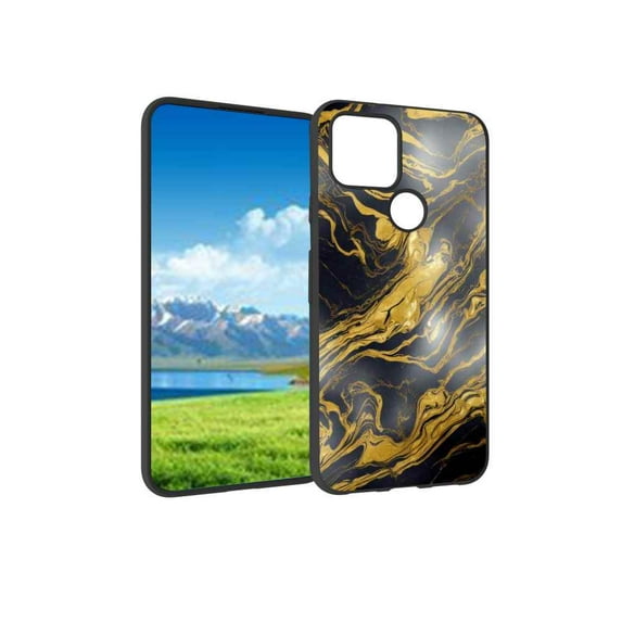 Compatible with Google Pixel 5(2020) Phone Case, Golden-Marble-156 Case Men Women, Flexible Silicone Shockproof Case for Google Pixel 5(2020)
