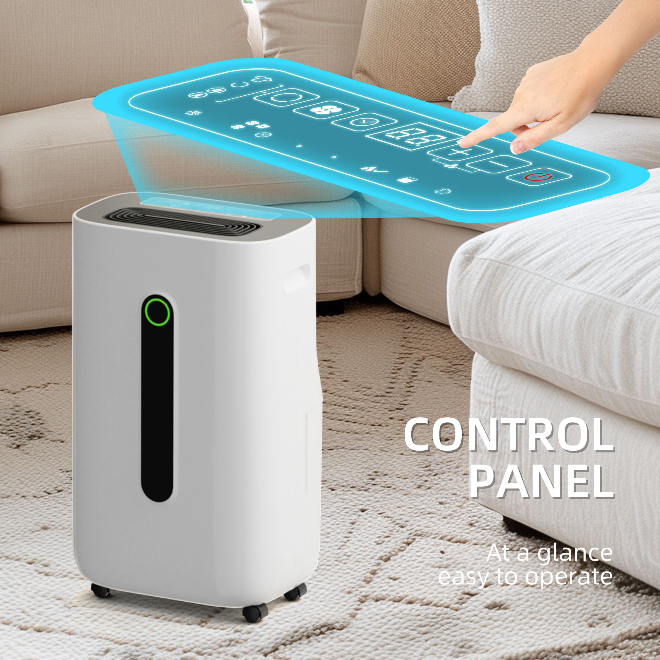 Rocyis 2025 Upgraded 50 Pint (MAX) 5000 sq.ft. Dehumidifier for Home With a 1.7 gallon(6.5 L) water tank, Auto Drain or Manual Drainage, for Basements Large Room (DOE 19Pint )