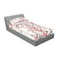 thumbnail image 2 of Ambesonne Floral Fitted Sheet & Pillow Sham Set, Flowers Ivy Swirl Leaves, Twinxl, Red Black and White, 2 of 2