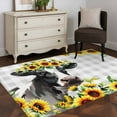 thumbnail image 4 of Hallway Runner Rugs 2.7x5 Ft, Farmhouse Cow Non Slip Area Rugs for Kitchen Bedroom Entryway, Pastoral Sunflower Botanical Gray Plaid Washable Carpet Runner Rug Floor Mats for Bedroom Home Decor, 4 of 9