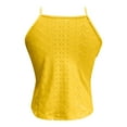 thumbnail image 4 of Sanbonepd Eyelet Tank Tops for Women Halter Crochet Hollow Out 2025 New Summer Lace Sleeveless Solid Color Vest Slim Y2k Top Yellow, 4 of 5