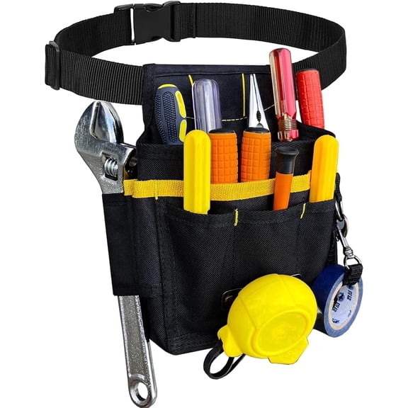 NOBRAND Utility Tool Pouch, 13-Pockets, Adjustable, Metal Tape Holder, 5.9" x 1.6" x 6.7"