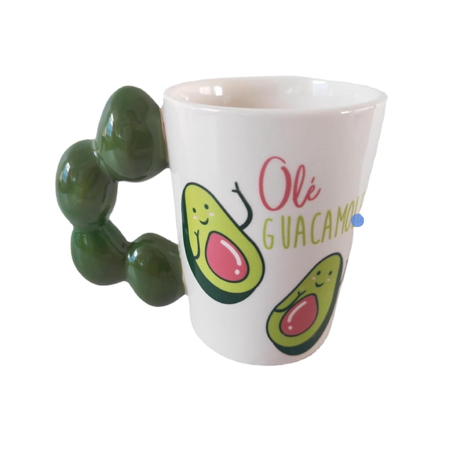 Taza de cerámica con temática de aguacate «Olé Guacamole» de 350 ml de capacidad
