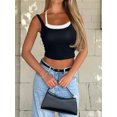 thumbnail image 3 of Musuos Women's Ribbed Camisole Double Layered Strap Sleeveless Slim Fit Summer Crop Tops Casual Vest Streetwear, 3 of 10
