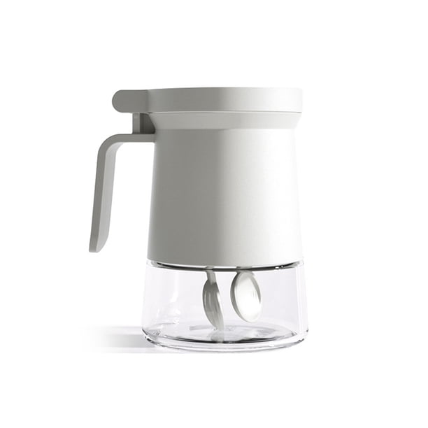 Bearachild Tarro de especias Botella de cocina de vidrio vacía Recipiente de condimentos resistente a la temperatura recargable Tapa de plástico lavable Organizadores de utensilios de cocina Blanco Bearachild HA063202-02