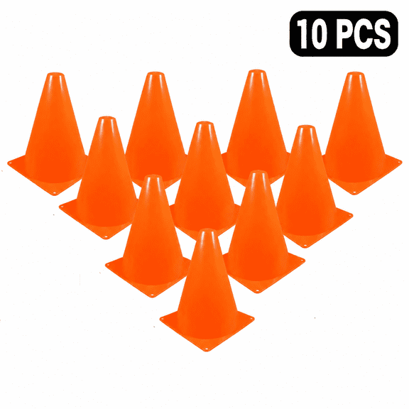 Cones for Sports – 10-Pack 7.0" Agility Training Cones, Durable PVC Plastic for Football, Soccer, Basketball Drills & PE Games