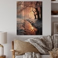 thumbnail image 2 of Designart "Peach Tree on a Frosty Winter Morning II" Winter Landscape Print on Natural Pine Wood, 2 of 5