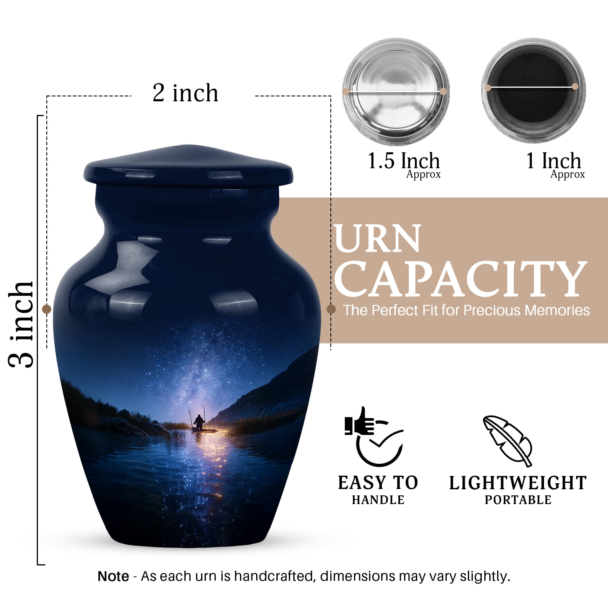 JAGSHASHI Fishing Mini Keepsake Sharing Urn – Small Cremation Urns For Human Ashes Adult Man or Pet Ashes – Funeral Token Urn with Velvet Box – Fisherman Memorial Tribute for Families (Blue 3 Inch)