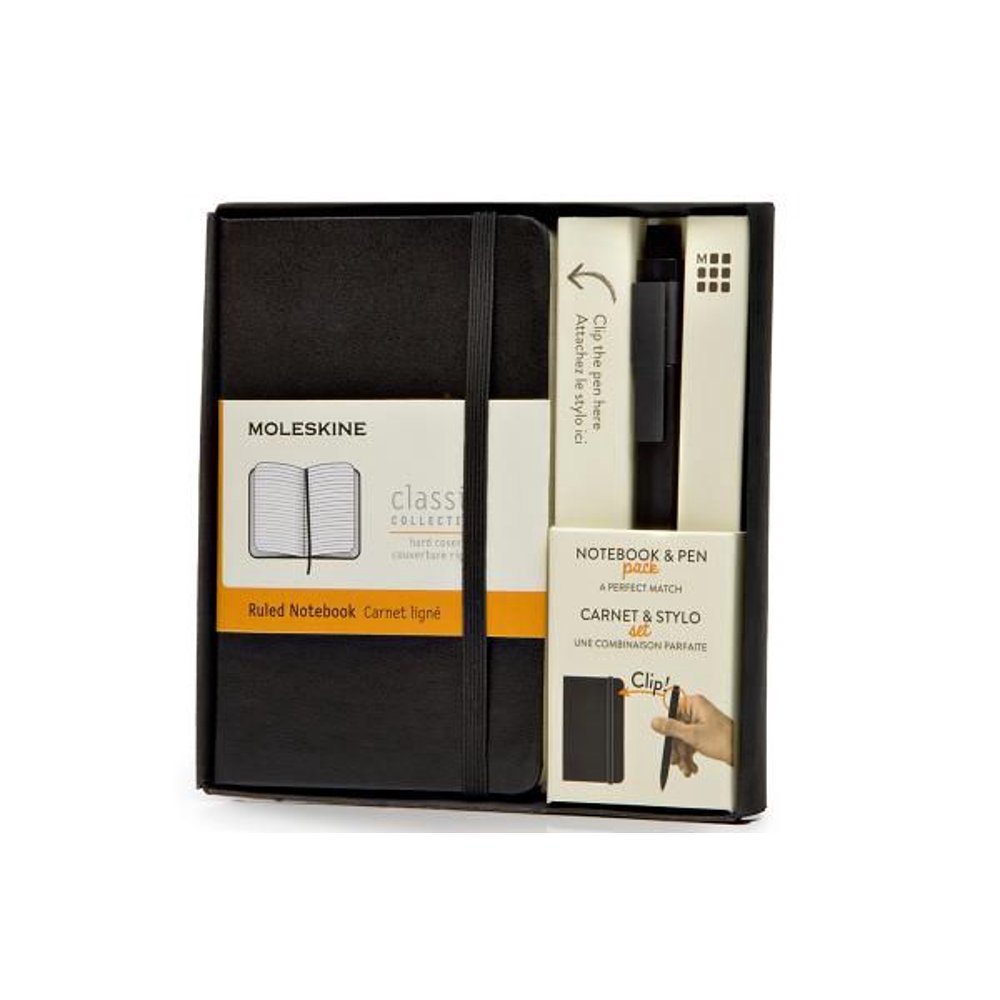 Moleskine Classic Notebook and Pen Pack (Hard Cover, Pocket, Ruled Notebook and Fine 0.5 MM Pen