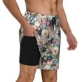 thumbnail image 2 of Yiaed Rose Flowers Print Mens Swim Trunks Bathing Suit Compression Liner Beach Swim Shorts Swimwear Quick Dry Zipper Pocket No-Chafing Board Short-Large, 2 of 6