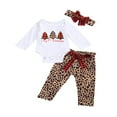 thumbnail image 3 of Combinaison de Noël pour Bébé à Manches Longues, Pantalon à Carreaux/léopard + Bandeau, 3 of 8