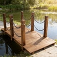 thumbnail image 6 of Fehomix 5 FT Wooden Garden Bridge, Arc Footbridge with Chain Railings & Reinforced Structure, 400 lbs Capacity, Weather-Resistant Stained Fir Wood for Backyard, Pond, Creek, Easy Assembly (Brown), 6 of 6