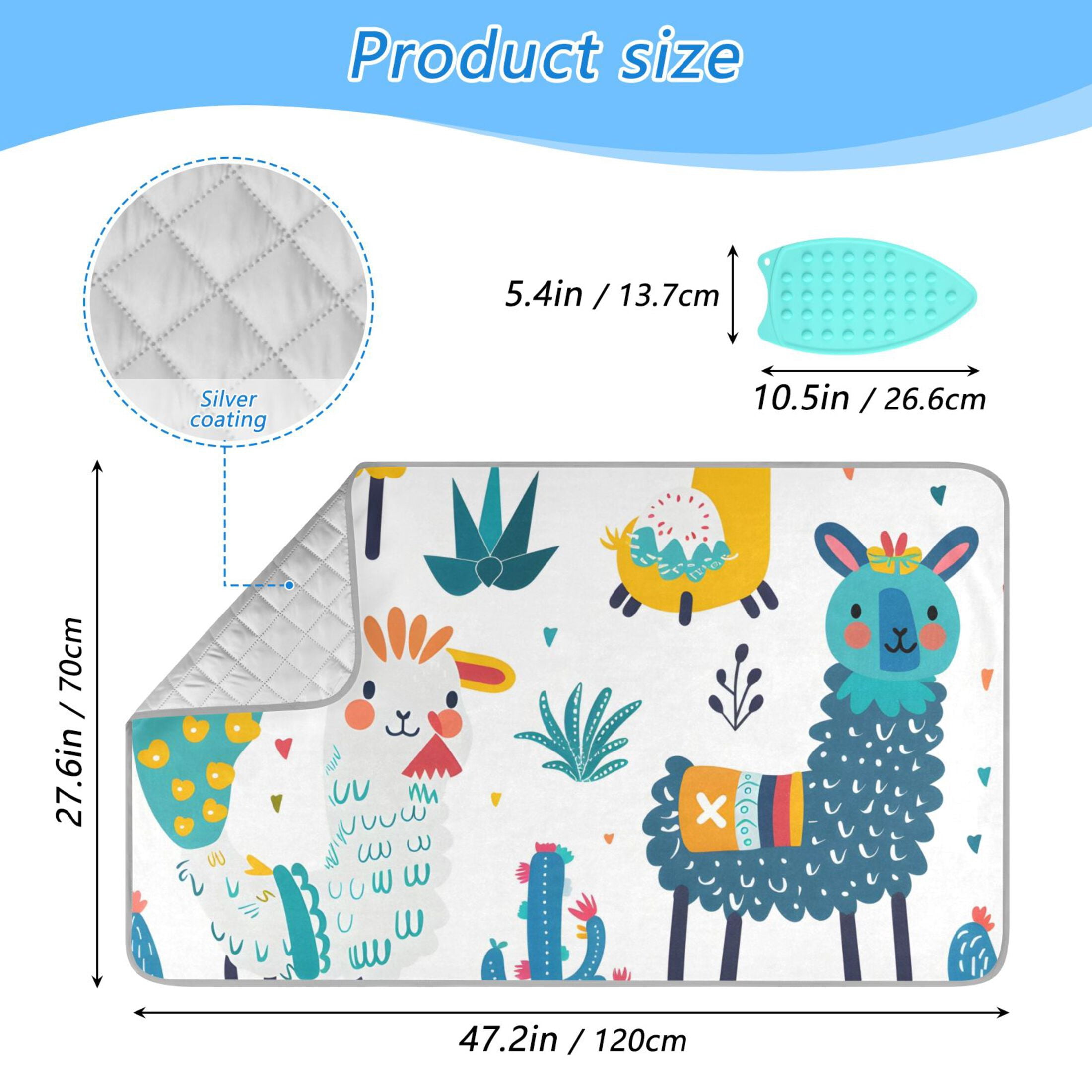 Colorful Doodle Sheep Cactus Ironing Mat Blanket Portable Travel Ironing Pad Heat Resistant Pad 47.2" x 27.6”