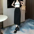 thumbnail image 5 of Vintage Retro Chic High Waisted Slim Fit Women Straight Skirt Pencil Skirt Hip Wrap Skirt Maxi Skirt BLACK L, 5 of 7