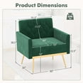 thumbnail image 3 of Costway Modern Velvet Accent Chair with Button Tufted Back Golden Metal Legs & Foot Pads Green, 3 of 8