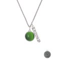 thumbnail image 2 of Delight Jewelry Silvertone Round - Imitation Cat's Eye - Green - Silvertone Be Strong and Courageous Bar Charm Necklace, 23", 2 of 4