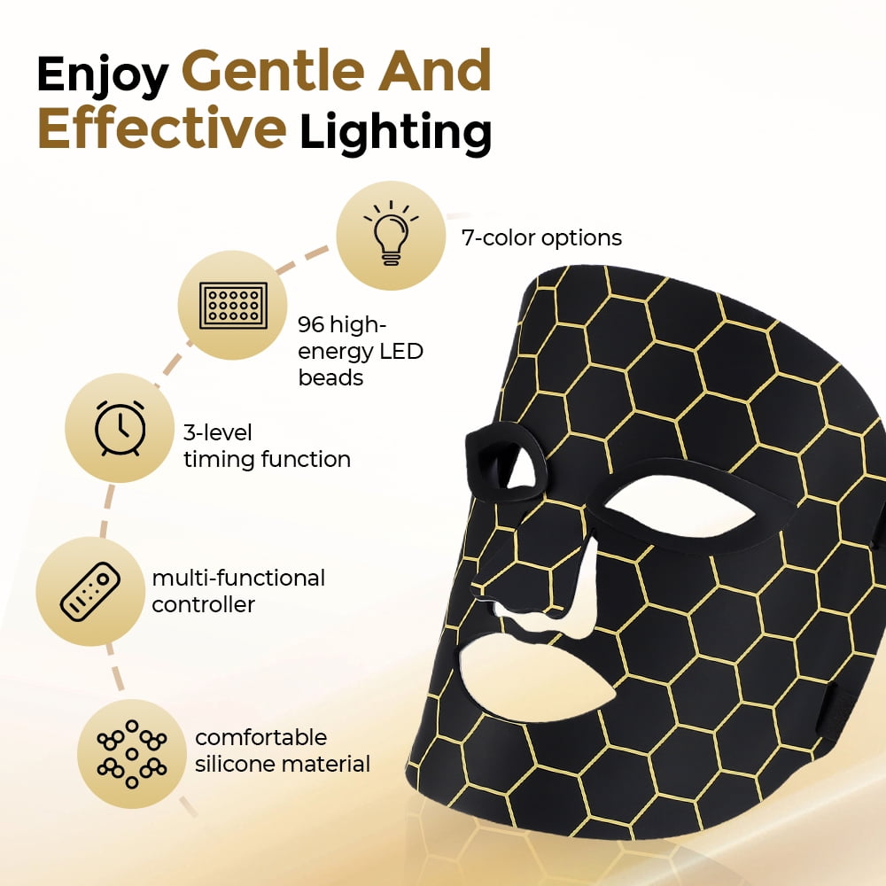 Red Light Therapy for Face, LED Face Mask Light Therapy with Rechargeable Remote for Acne, Wrinkles, Skin Rejuvenation, Portable Facial Skin Care Mask with Timing Function - Home Use 96 LED Beads