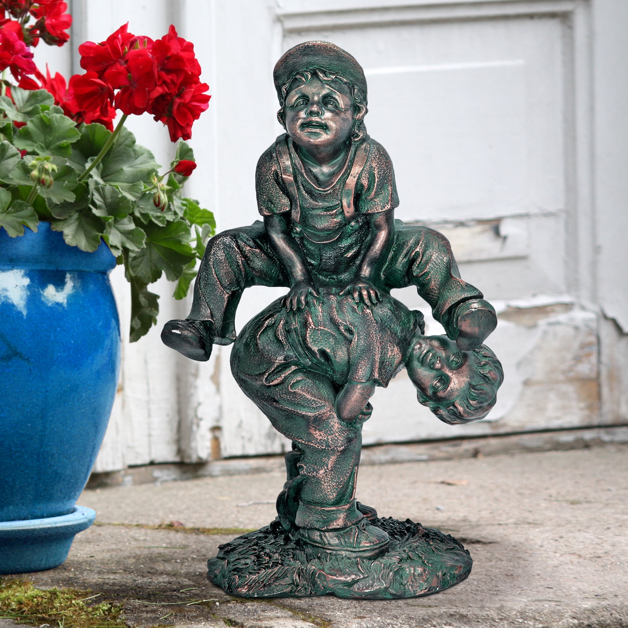 Design Toscano Outdoor Leap Froggin Playing Boys Garden Statue