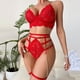 thumbnail image 2 of Gibobby Conjuntos de bragas de encaje Lenceria Sexy Mujer Bikini Push Up Bustier Top + Braga Alta G String Clubwear Conjunto de Lencería(Rojo, CH), 2 of 5