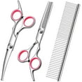 thumbnail image 1 of Dsseng Dog Grooming Scissors with Safety Round Tips Stainless Steel Professional Dog Grooming Kit - Thinning  Curved Scissors and Comb for Dog Cat Pet, 1 of 8