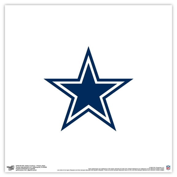 Gallery Pops NFL Dallas Cowboys - Primary Mark Wall Art, Unframed Version, 12" x 12"