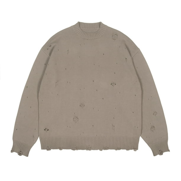 Suéter holgado informal de marca de moda urbana de punto de cuello redondo de 460 g de peso pesado para otoño e invierno para hombres y mujeres