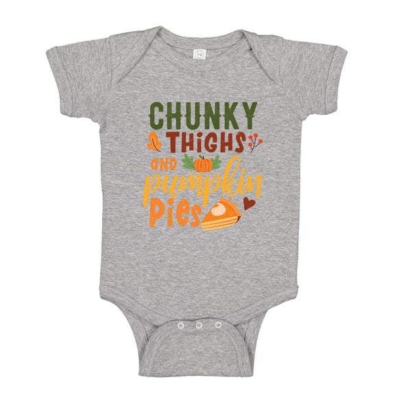 Chunky Thighs and Pumpkin Pies Baby Bodysuit One Piece NB Athletic Heather