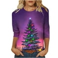 thumbnail image 2 of Holiday Gifts! Titcea Christmas Shirts for Women 3/4 Sleeve Crewneck Glitter Xmas Tree Print Pullover Christmas Sweaters 2024 Fashion Casual Tops, 2 of 4