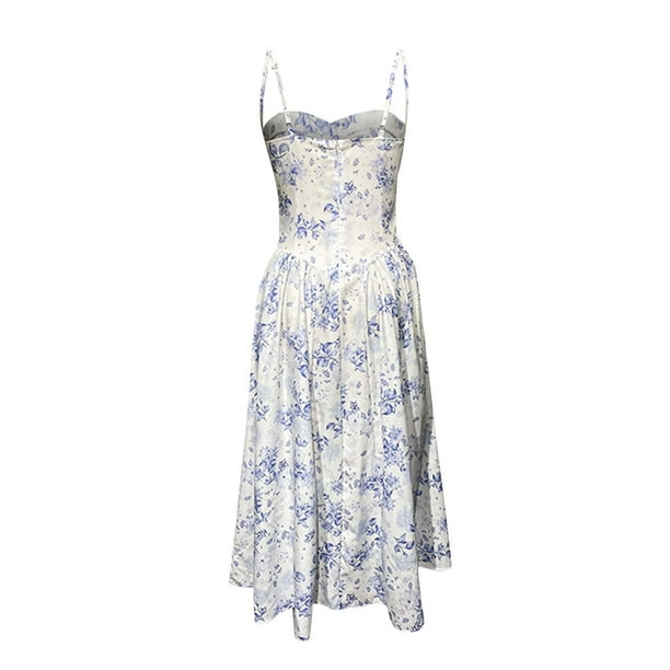 white floral corset swing dress Strapless Floral A Line Corset Dress White