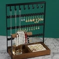 thumbnail image 2 of GYTY Jewelry Organizer Stand with Velvet Ring Holder, 5 Tier Jewelry Tower with 8 Hooks Earring Holder Organizer Necklace Organizer and Watch Bracket Holder Earring Display Stand (Black), 2 of 9