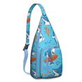 thumbnail image 1 of Underwater World Sling Backpack - Mystical Dolphin & Whale Cartoon Pattern, Multi-Pocket Daypack for Photography, 1 of 4