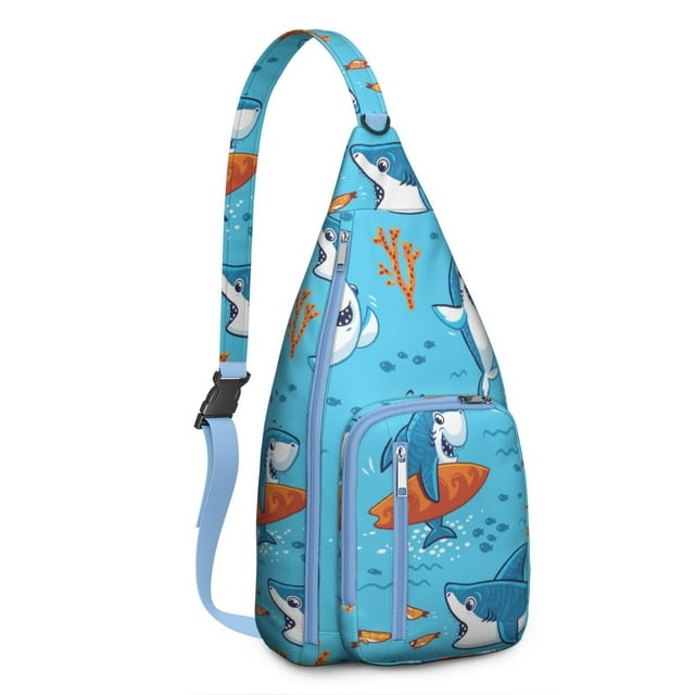 Underwater World Sling Backpack - Mystical Dolphin & Whale Cartoon Pattern, Multi-Pocket Daypack for Photography