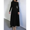 thumbnail image 6 of Women's Fall Long Sleeve Wedding Guest Dresses One Shoulder Elegant Formal Pleated Midi Maxi Dress, 6 of 8