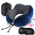 thumbnail image 1 of Almohada para el cuello en forma de U azul marino + bolsa de almacenamiento + tapones para los oídos + máscara para los ojos Xemadio YZY705-2, 1 of 4