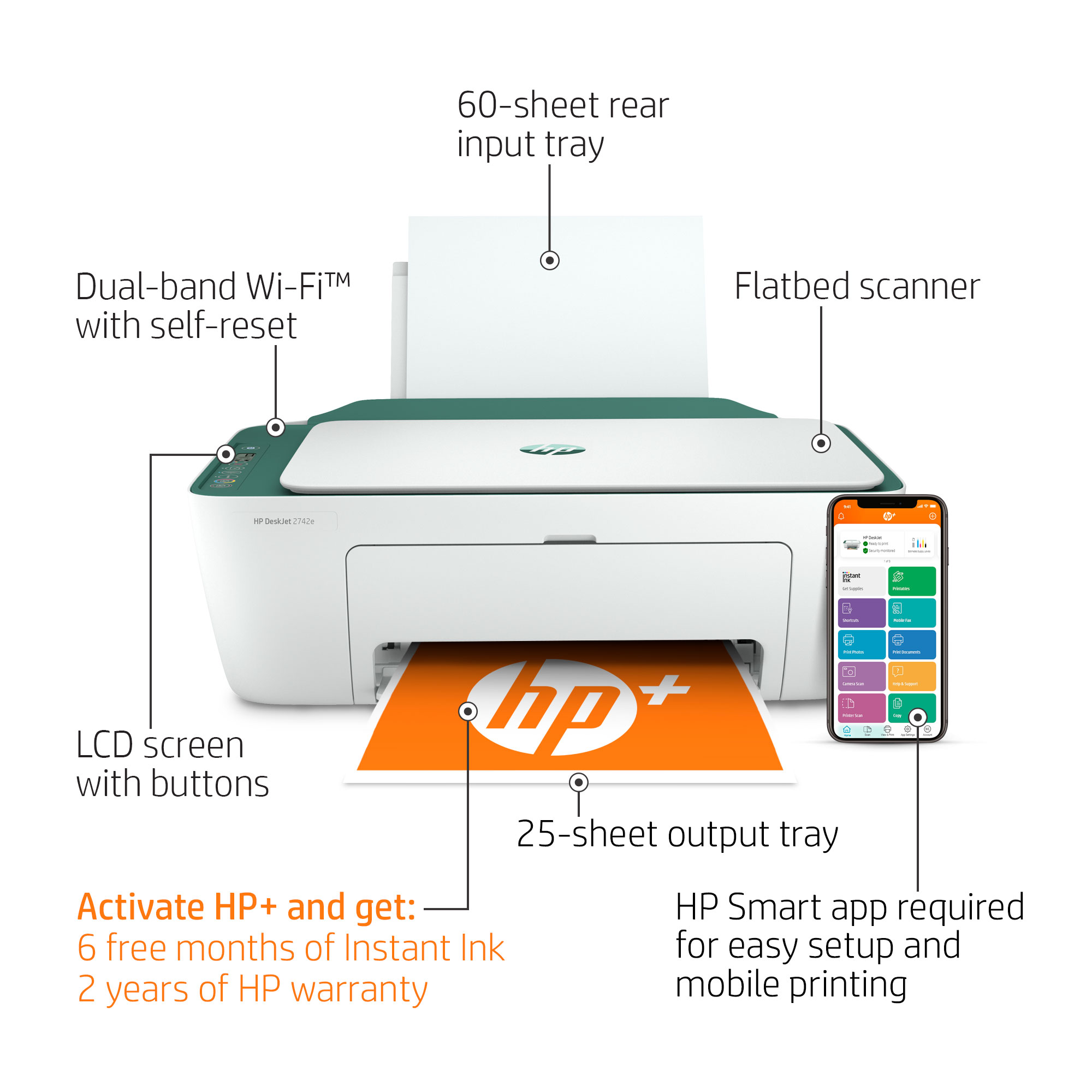 HP DeskJet 2742e All-in-One Wireless Color Inkjet Printer (Sequoia) - 6 months free Instant Ink with HP+ - image 2 of 10