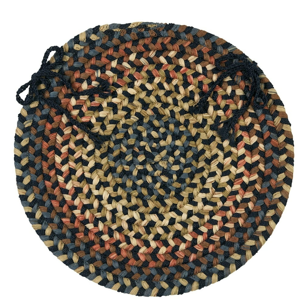 15" Beige and Brown Handmade Braided Round Chair Pad