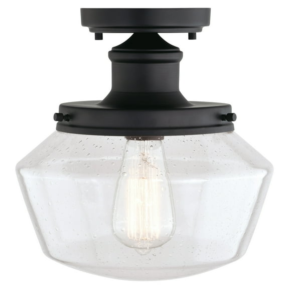 Outdoor Flush Mount Ceiling Light - Antique Black Finish, Clear Glass Shade