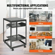 BENTISM 15U Open Frame Server Rack، 15-40 Depth قابل للتعديل، Free Standing or Wall Network Server Rack، 4 Post AV Rack with Casters Two Shelves